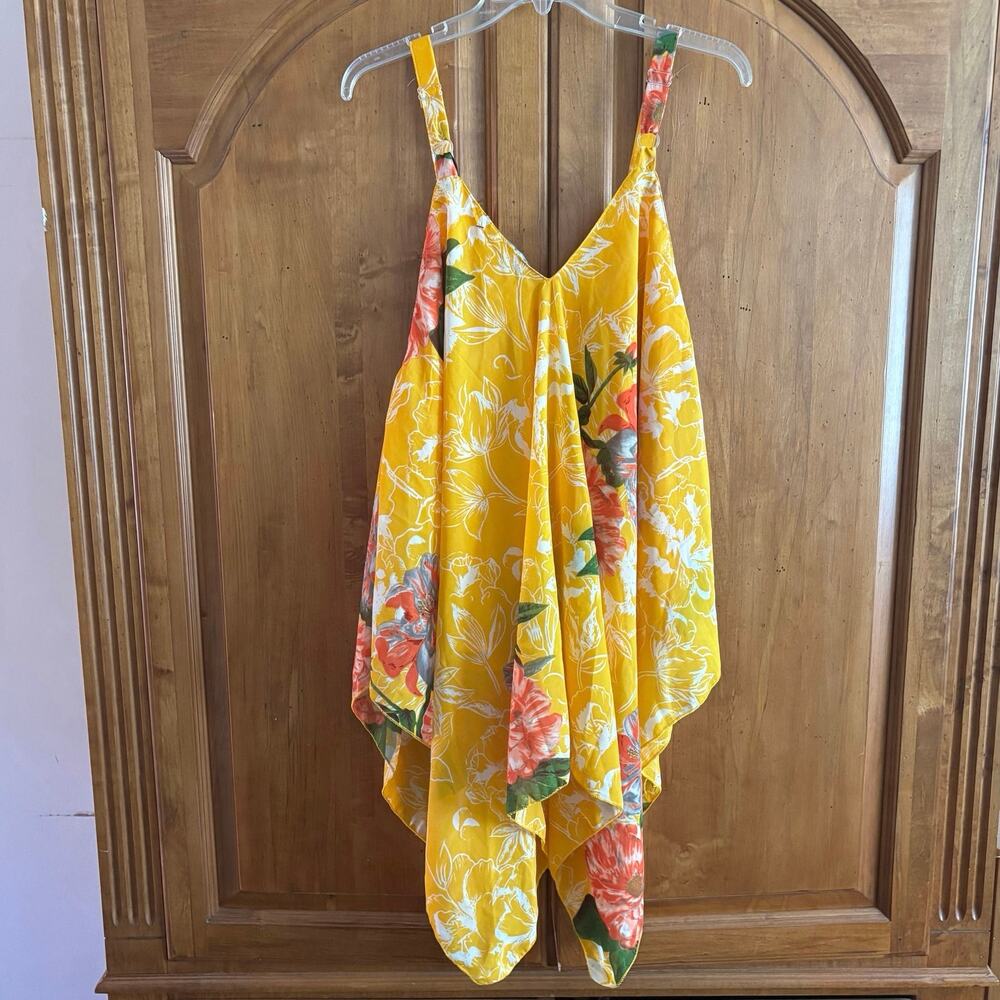 Unique Spectrum sunshine floral flowy tank top asymetrical hi low 2x plus - Picture 4 of 15